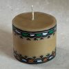 Small pillar candle 3'' x 3'' Mithila painted - Image 3