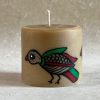 Small pillar candle 3 x 3 mithila painted - Image 2