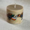 Small pillar candle 3 x 3 mithila painted