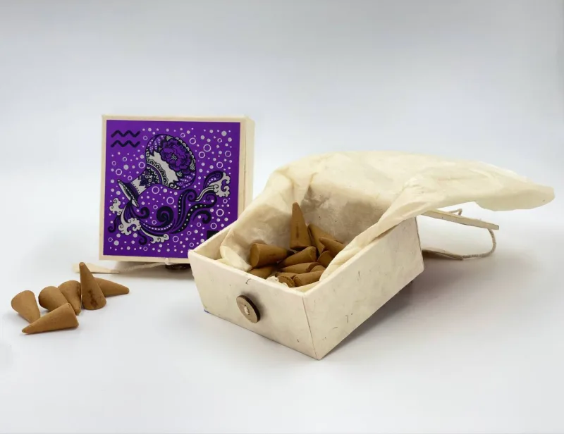 Aquarius zodiac sign cone-shaped incense